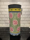 Whimsy Floral Shabby Chic Multicolor Umbrella Stand Metal Trash Can