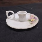 Vintage Lefton China Kw4745 Hand Painted Porcelain Candle Holder With Flowers