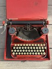 Antique 1920s Corona No 4 Red Typewriter Matching Carrying Case With Initials Jf