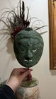 Ancient Bronze Asian Mask  original Patina  With Stand