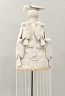 African Yoruba Beaded White Colored Bird Crown