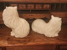 Large Mcm Vintage White Ceramic  Persian Cats Kitty Statue Figurines