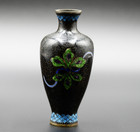 1890s-1920s Antique Japanese Cloisonne Vase Meiji Goldstone Aventurine Floral 6 