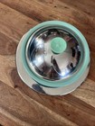 Everedy Co Ceramic Atomic Turquoise Casserole Chrome Lid   Serving Plate Mcm Nos