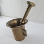 Vintage Solid Brass Mortar   Pestle Heavy Apothecary Style