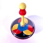 Vintage Tin Litho Pump Action Spinning Top Clear Dome 10  Toy Tested Working