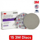3m 30806 Trizact Hookit 6  Foam Discs  8000 Grit Hook   Loop  15 Discs Genuine