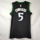 Anthony Edwards  5 Embroidered Jersey  Black  Men s Sizes S-2xl