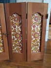 Vintage Indoor Wood Window Shutters W retro 70s Floral Curtains 