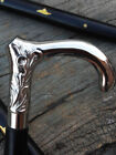 Silver Head Handle Walking Stick cane With Wooden Black Stick Cane