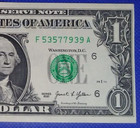 2021  one Dollar   Fancy Serial Number - Off Center - Miscut Error Note