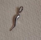 Antique 800 Silver   800  Italian Horn Cornicello Charm Pendant Italy