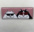 Vintage Signed Elvie Zell Enamel Copper Brooch Pin Cats With Sunglasses