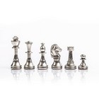 Classic Metal Staunton Small Chess Set - Brass Nickel Pawns - Green Chess Board