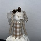 2014 Woof And Poof Angel Shelf Sitter Brown White Plaid Dress Brown Bow 22   