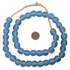 Light Blue Recycled Glass Beads 14mm Ghana African Sea Glass Round Large Hole