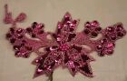 Fuchsia Floral Flower Beaded Sequin Sew-on Applique Patch 4  X 7 5 