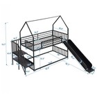 New Twins Size Bunk Bed Metal House Bed With Slide And Staircase Black