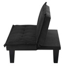 Modern Upholstered Futon Sofa Bed In Faux Suede  Black