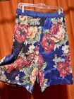 Vintage J a  Resort Floral Gaucho Culotte Shorts Blue Rayon Look Women   s L