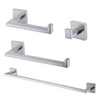 4-piece Bathroom Accessory Set Rustproof Towel Bar Hook Toilet Paper Holder Kes