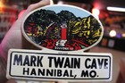 Rare 1950s Mark Twain Cave Hannibal  Missouri Stamped Painted Metal Topper Sign