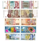 Set Of Five Romanian Banknotes - Collectible Currency Bills                  