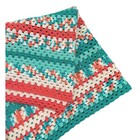 Handmade Crochet Blanket Throw Coral Teal Cream Colorful Granny Square Afghan
