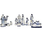 Kurt Adler Porcelain Delft Nativity Set With 11 Individual Pieces
