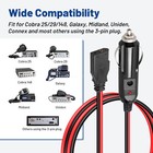 2x Cb Power Cord 12v 3-pin Plug Cigarette Lighter Socket 4 9ft For Cb Ham Radio