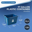 Medium Curbside Blue Box Plastic 17 Gallon 64 Litre Home Trash Can Refuse