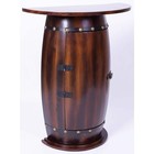 Wooden Wine Barrel Console Bar End Table Lockable Cabinet