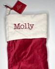 Pottery Barn Classic Velvet Christmas Stocking  molly  Red Ivory New Medium Nwt