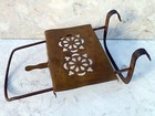   19th C  Fireplace Hearth Trivet   Sliding Brass Shelf On Iron Frame