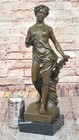 Original Victorian Female Bronze Bust Signed Artwork Lady On Marble Base Statue