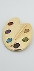 Artist Palette Brooch Pin With Brush 14k Yellow Gold Semi-precious Color Stones 