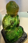 Vintage Lucite acrylic Buddha Statue 12 h Translucent Citrine Green Feng Shui
