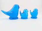Bluebird Of Happiness Vtg Set 3 Leo Ward Terra Studios Art Glass Signed 1990s