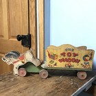 Rare Fisher Price Toy Wagon 1940   s Pull Behind Wooden 171 Vintage  read 