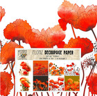 Decoupage Paper Pack  24 Sheets 6 x6   Poppy Flowers  Vintage Styled Seamless Pa