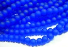 6mm Frosted Faux Sea Glass Beads - Cobalt Blue- 30 Inch Strand 