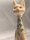 Portugal Pottery Mcm Mid Century White Cat Tall Neck Hand Painted  9    Italy Styl