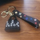 Black Designer Purse Charm Key Chain Key Ring  Wristlet Strap  Logo  Detachable