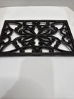 Vtg Cast Iron Trivet Rectangle Matte Brown Footed Scrollwork 10 x6     Classic