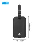 4 Sets Luggage Bag Tags Pu Leather Suitcase Name Travel Id Label Black