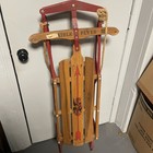 Vintage Flexible Flyer Iii Wooden Sled Red Steel Decor Christmas