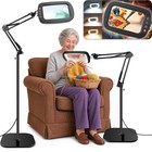 30x 10x Large Floor Magnifying Glass With Light   Adjustable Stand - 6  Lamp For