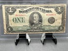 1923 Dominion Of Canada  1 Bank Note Black Seal Graded Bcs Vg-10 Sn  D8360674
