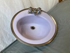 Vtg Mid Century 19  Cast Iron Lavender Lilac Round Drop In Sink Rheem 348-24e