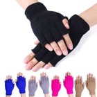 Mens Womens Thermal Knitted Fingerless Gloves Warm Winter Half Finger Gloves